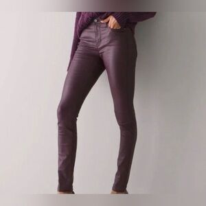 WHBM High Rise Skinny Vegan Coated Jean- Burgundy